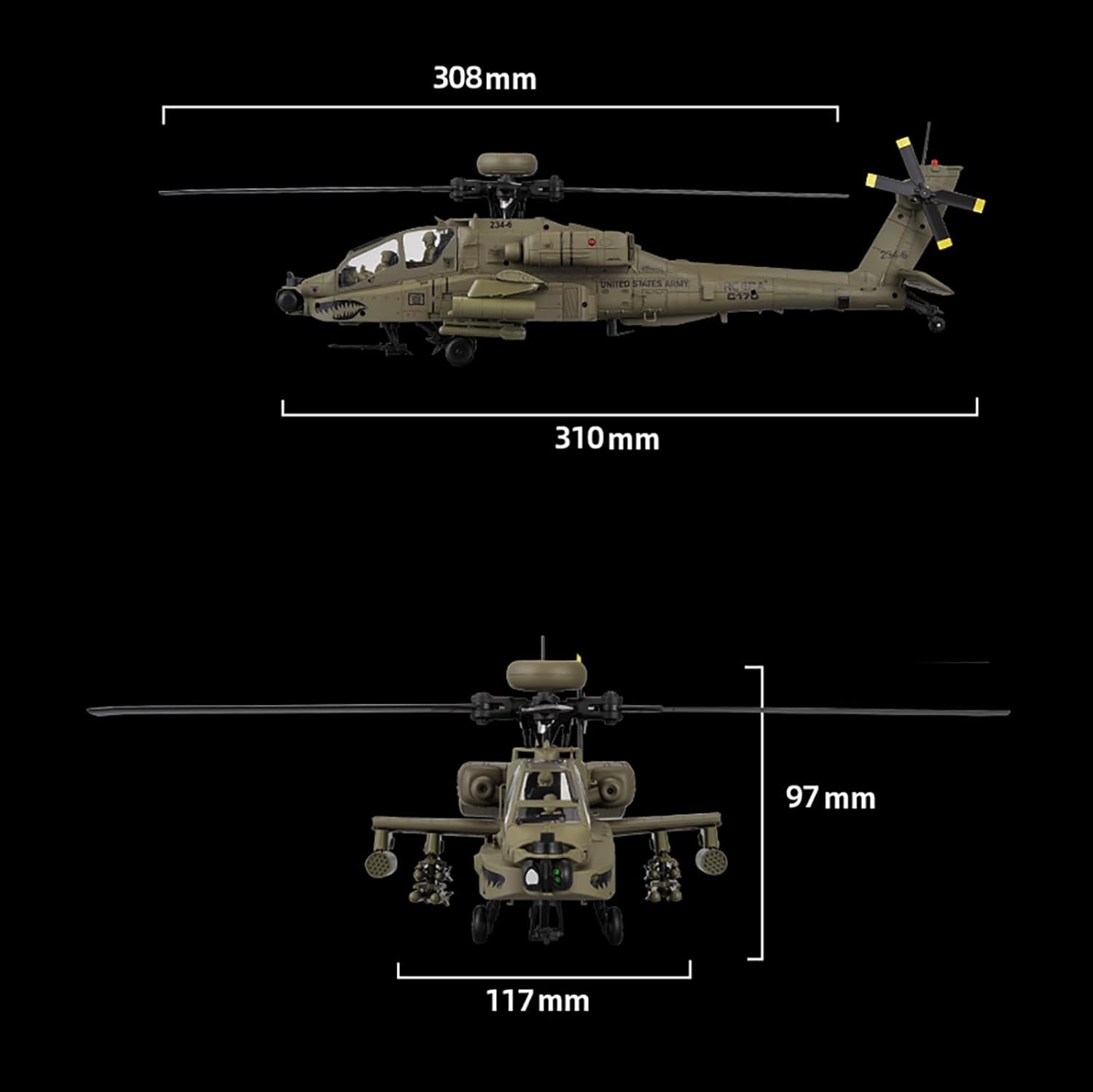 310MM 6CH C170 AH-64D Remote C - Rc Helicopter Large ulasan dan harga